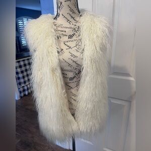 Cream Faux Fur Shaggy Vest | Boho Chic Festival Layering Piece fall Halloween